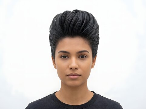 Young Woman with Large Voluminous Pompadour Hairstyle