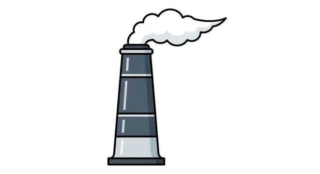 Industrial chimney emitting white smoke illustration