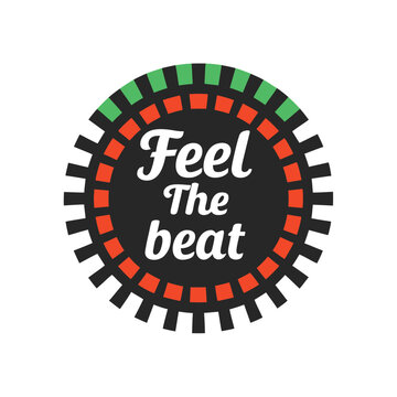 Feel the Beat Logo with Roulette Wheel Design Elements