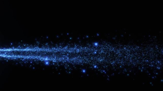 青の流れ星と粒子が流れるテロップ動画