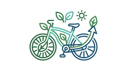 Fototapeta premium Sustainable bicycle with leaves and sun for eco friendly lifestyle