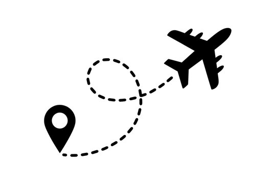 Flight path map pin symbol high resolution picture