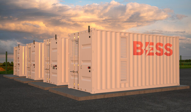 Battery Energy Storage System .3D rendering.