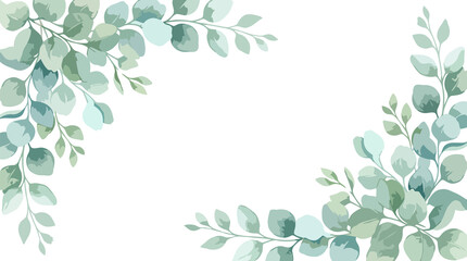 Watercolor eucalyptus leaves frame border arrangement isolated on transparent background © Icon Sets
