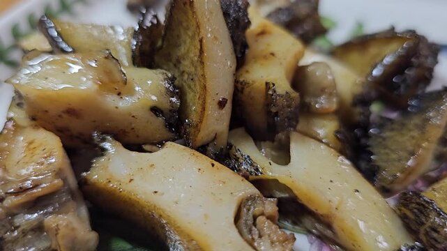 Seafood abalone baked in butter