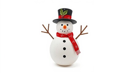 Fototapeta premium Cute Snowman Christmas Decoration Isolated on White Background