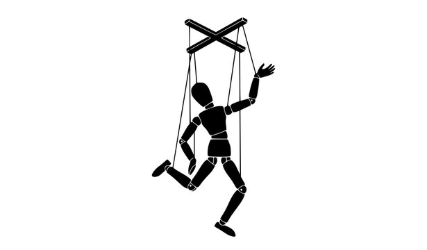 Manual Human Marionette Black Silhouette Vector Art