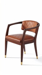 Obraz premium Elegant armchair with quilted leather seat and polished wooden frame