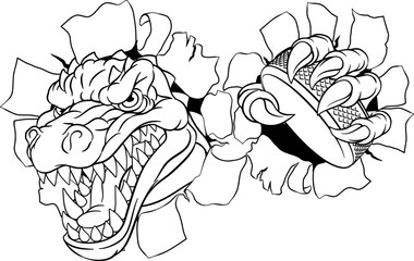 Crocodile Dinosaur Alligator Hockey Sports Mascot © Christos Georghiou