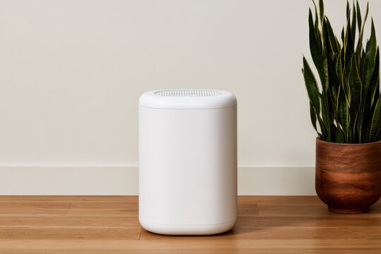 Sleek white air purifier enhances indoor air quality, blending seamlessly with decor