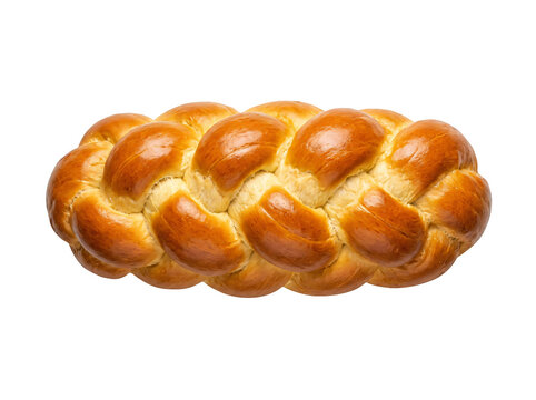 Golden braided bread with transparent background, isolated on white.