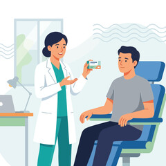 Obraz premium Doctor Advising Patient, Offering Medication in Clinic Setting