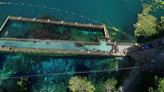 Italy, Umbria , Terni,  drone aerial view of  Nera Gorges a natural oasis close to Narni and Stifone - Mor&igrave;ca Spring and Cala del Mulino are carbonate aquifer  water at 15 degres constant temperature 