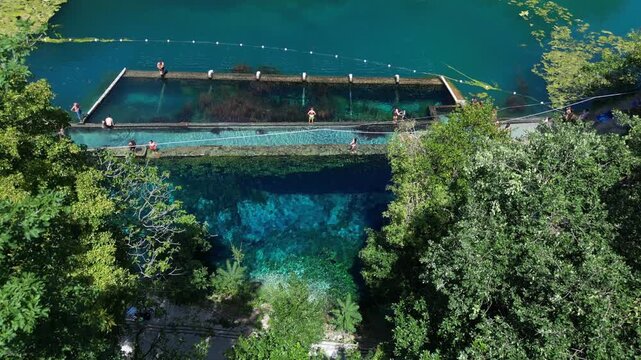 Italy, Umbria , Terni,  drone aerial view of  Nera Gorges a natural oasis close to Narni and Stifone - Mor&igrave;ca Spring and Cala del Mulino are carbonate aquifer  water at 15 degres constant temperature 