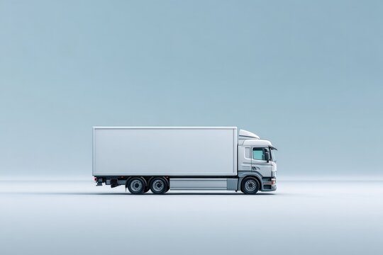 Sleek truck positioned on minimalistic background, highlighting