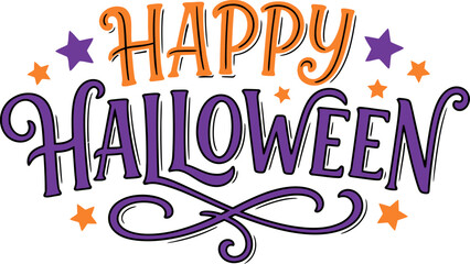 Festive happy halloween typography with stars holiday greeting design © Gazi turjo