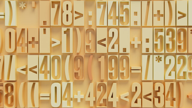 3D Rendered Collection of Colorful Numbers and Mathematical Symbols in Various Sizes and Angles Against a Neutral Background, Ideal for Educational Resources, Digital Design, and Creative Projects