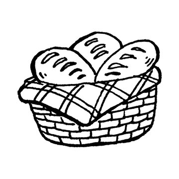 pencil sketch on transparent background - bread basket