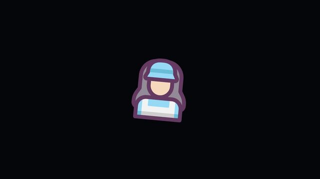 Animated Female Store Employee Avatar Icon for Shop Cashier, Customer Service, and Retail Staff