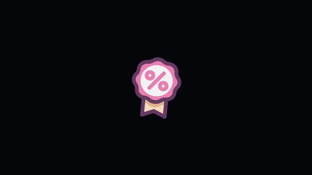 Animated Discount Rosette Badge Icon with Percentage Sign for Special Offers, Clearance Sales, and Price Promotion