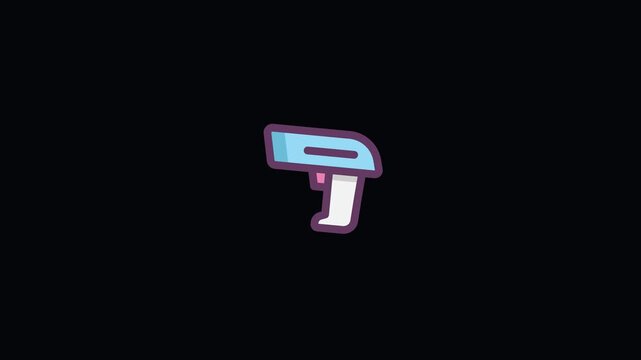 Animated Barcode Scanner Gun Icon for Retail Cashier, Inventory Management, and Product Checkout