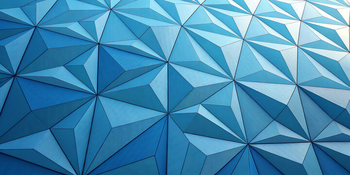 Textured blue triangular metal panels building wall pattern