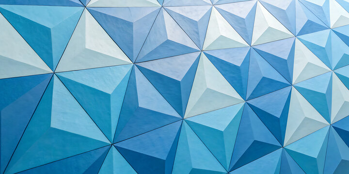 Close up view of blue geometric pyramid texture with three dimens