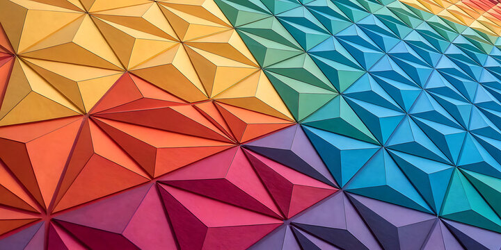 Rainbow triangular geometric surface background with geometric