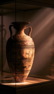 Ancient Amphora Reveals Timeless Craftsmanship Within a Museum Display Case