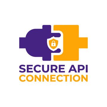 Secure API Connection Vector Logo with Shield and Lock Icon
