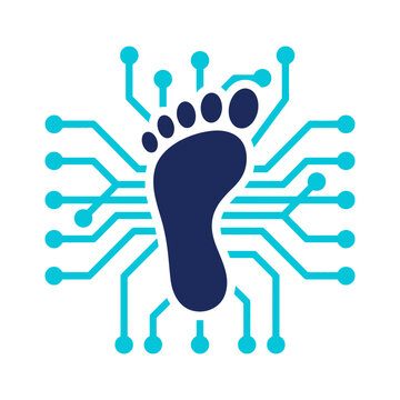Digital Footprint Icon with Circuit Board Pattern for Cyber Security