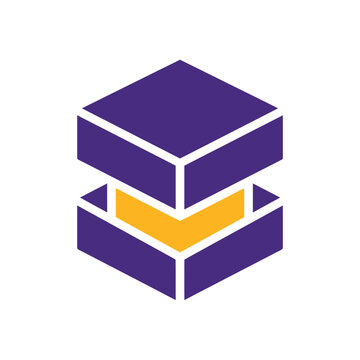 Isometric Data Center Server Cube Icon for Cloud Computing