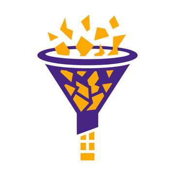 Data Processing Funnel Icon for Information Analysis Vector