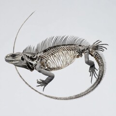 Naklejka premium Anatomical Skeleton Of An Iguana Lizard Isolated On A Clean White Background