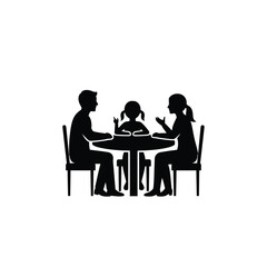 Fototapeta premium Family Sitting Around Table Discussing Matters.