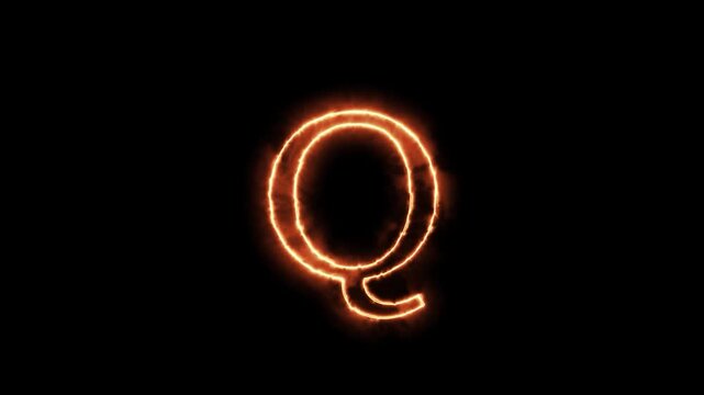 Glowing neon letter q animated sequence against dark background with transitioning rhythmic pattern video smooth animated deep black backdrop
