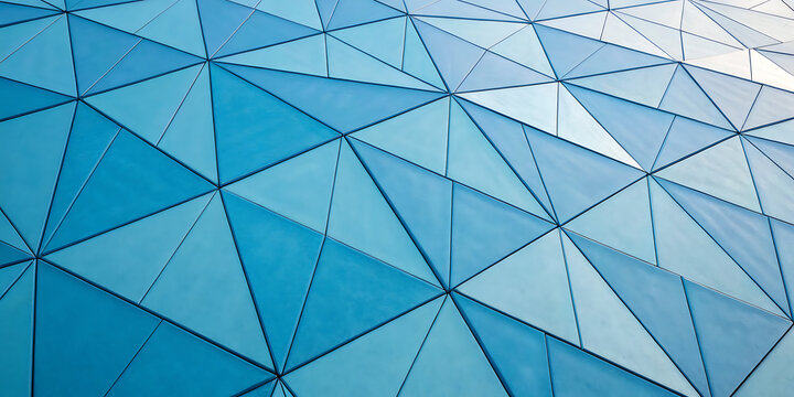 Abstract architectural background of blue triangular panels