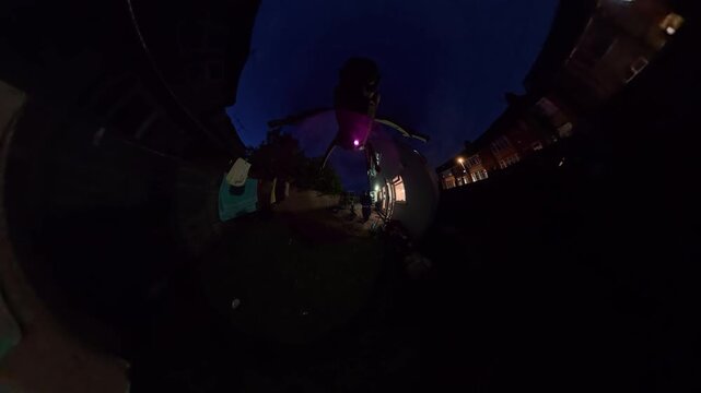 28th May, 2026. Ultra Wide Aerial View of Residential District of Luton City After Sunset Night with Clear Dark Sky. Drone Flight Above Urban City Streets of British City and Town of England Great Bri