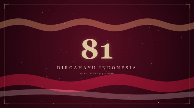 Happy 81st Indonesian Independence Day with wavy lines and confetti.