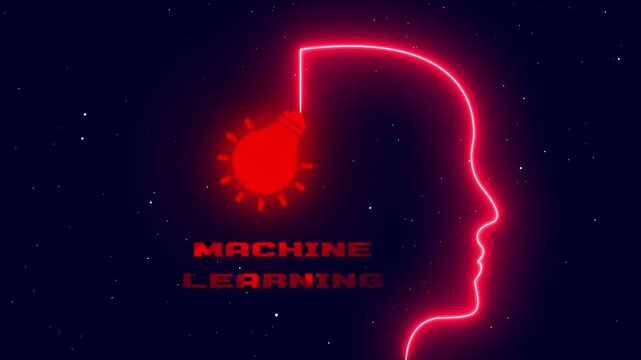 Machine Learning Concept with Glowing Human Mind and Light Bulb for Artificial Intelligence Data Analysis Smart Automation and Innovation Animation
