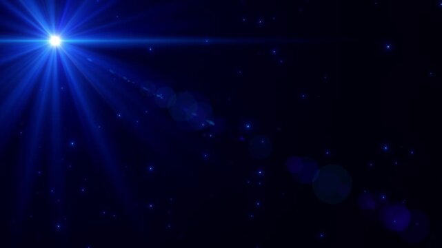 light ray and lens flare and bokeh lights with dust glitter animation, new year and christmas, social media blue social media abstract motion background