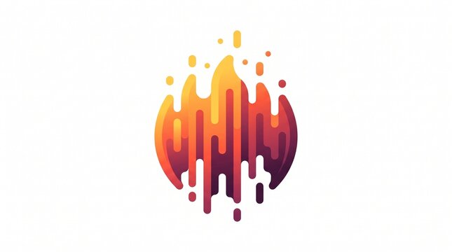 Minimalist flame design with vibrant gradient and organic drips for modern branding with deep purple hues against clean white background dripping effects rendered