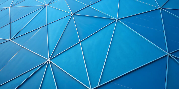 Detailed view of blue geometric triangle architectural pattern