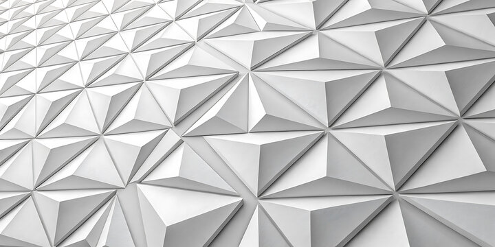 Abstract geometric white triangular wall paneling perspective