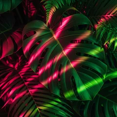 Neon Bloom: Verdant Leaves Drenched in Electric Hues © Souta