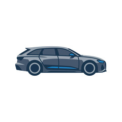 Fototapeta premium Side View of a Modern Grey Station Wagon Estate Car Vector Illustration for Automotive Transportation Graphics