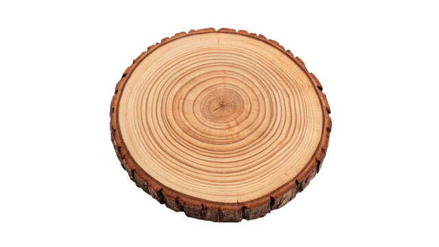 Round cross section texture of clean polished wood log isolated on transparent background