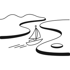 vector illustration of a sailing ship © Mahnoor