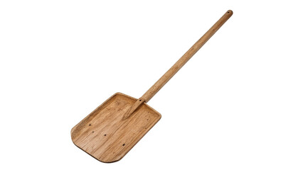Traditional rustic wooden long handle baker paddle shovel isolated on transparent background © Pavel