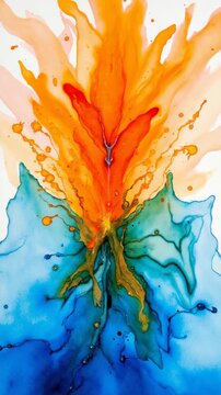 An abstract watercolor art piece with a burst of colors.